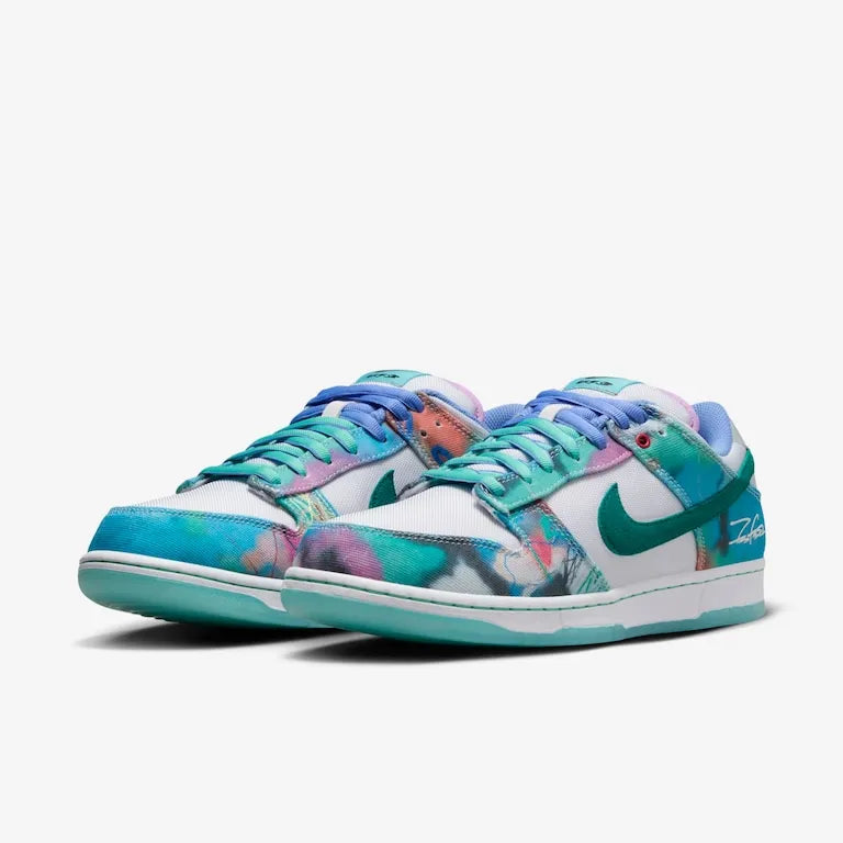 Futura Laboratories x SB Dunk Low White and Geode – Teal Elegante