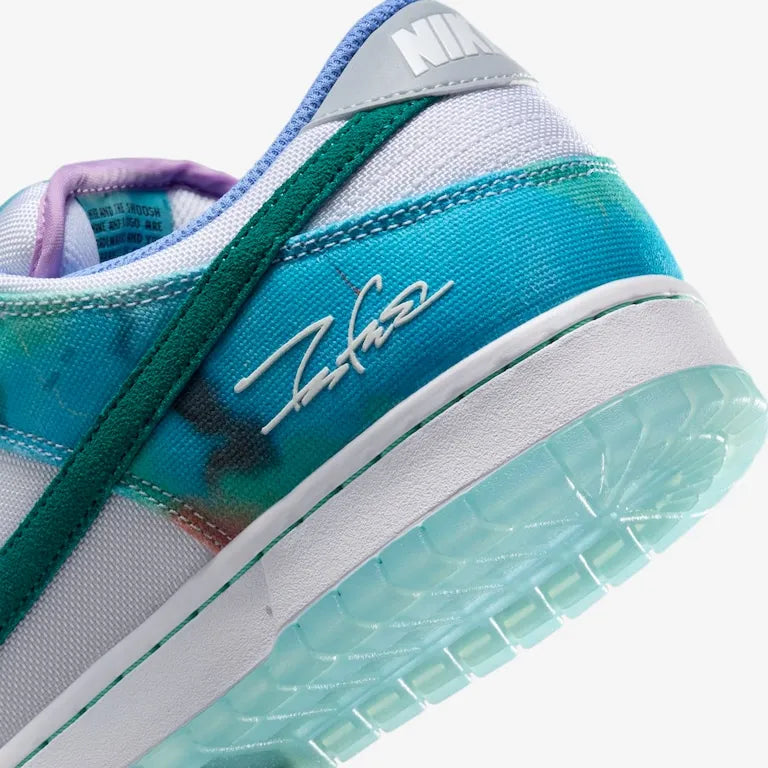 Futura Laboratories x SB Dunk Low White and Geode – Teal Elegante