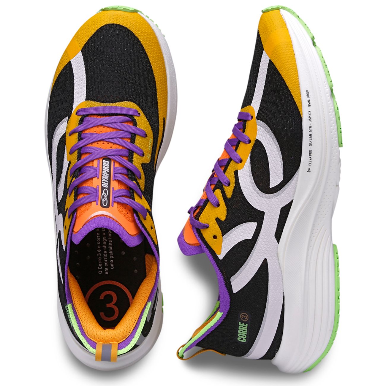 Tênis Olympikus Corre 3 Preto Preto e – Laranja Vívido