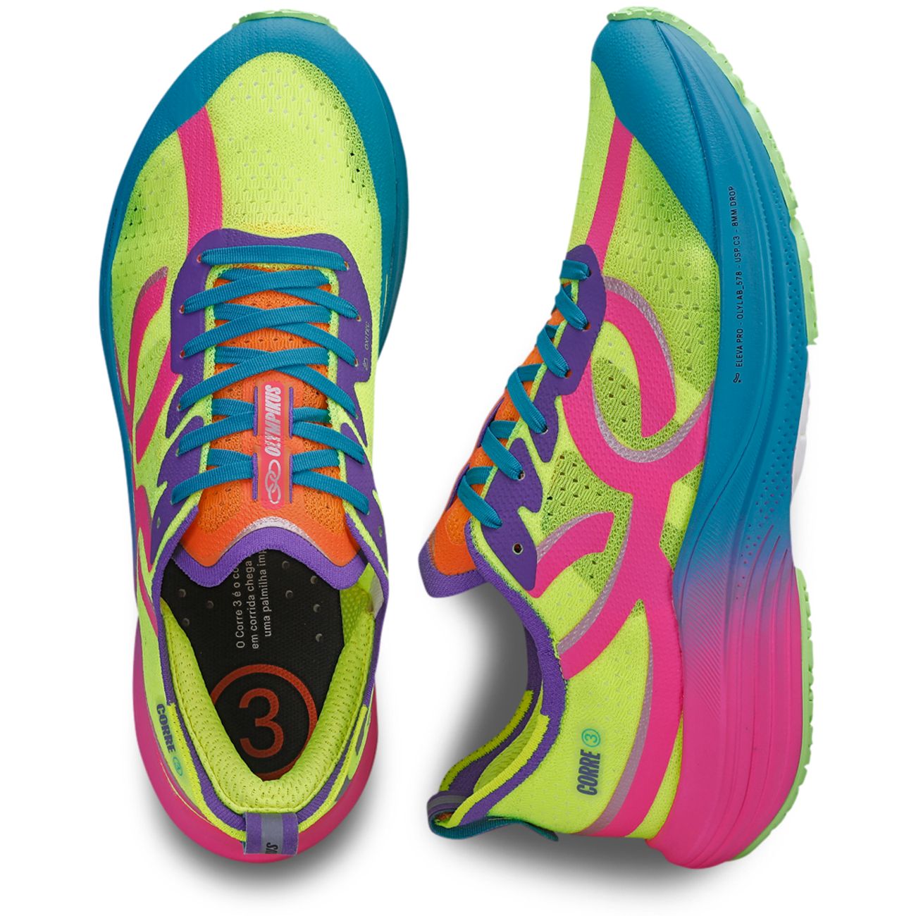 Tênis Corre 3 Verde//Rosa – Azul Royal