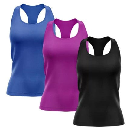 Kit 3 Regata Nadador Feminina Dry Proteção Solar UV Fitness Academia Treino Blusinha – Regatas Exclusivo