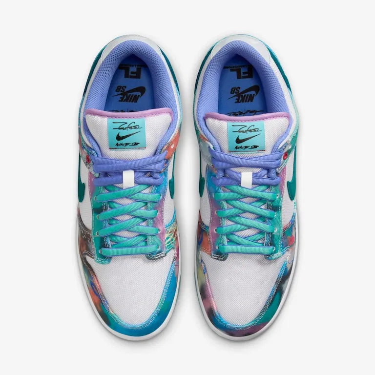 Futura Laboratories x SB Dunk Low White and Geode – Teal Elegante
